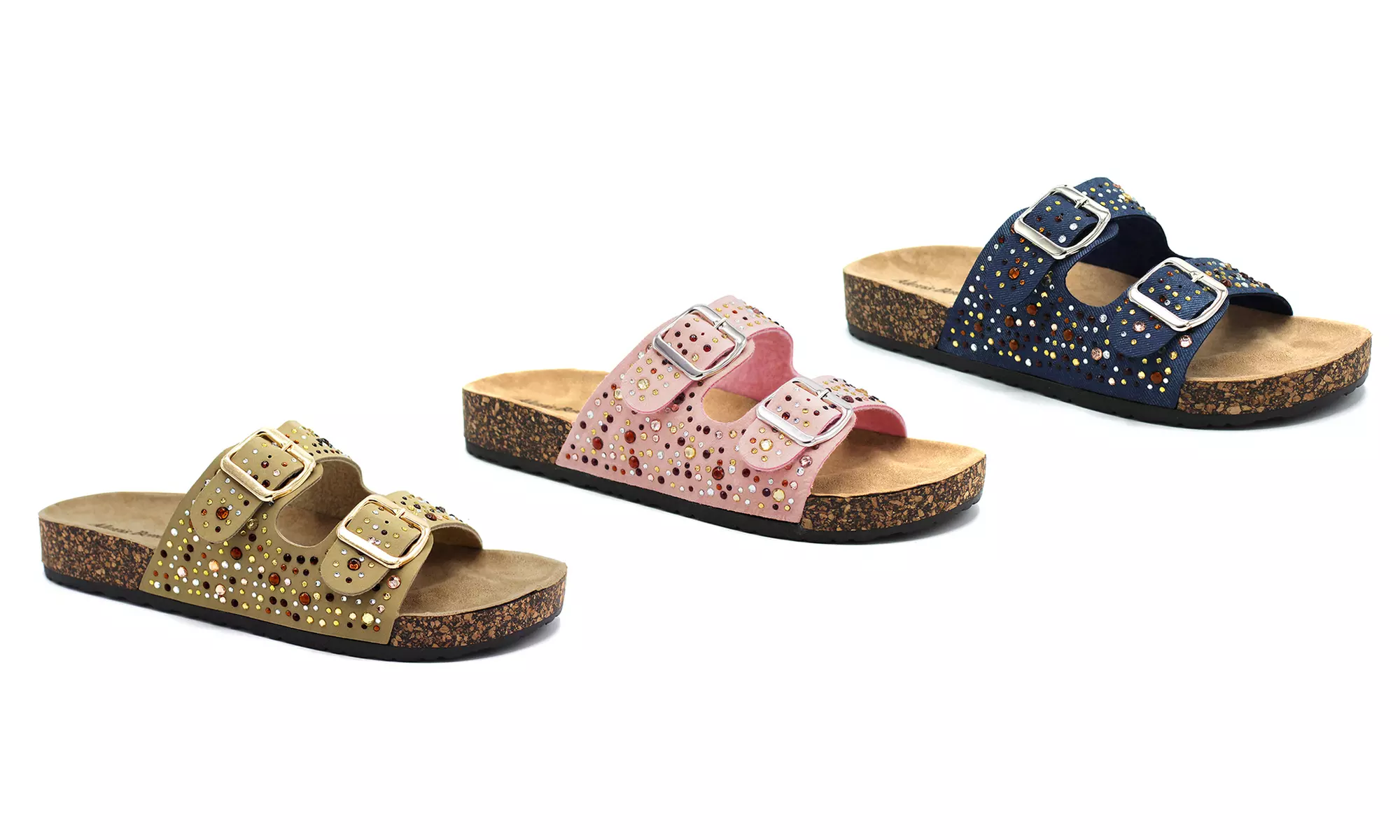Alexis Bendel Peggy Women Double Buckle Straps Sandals Flip Flop Platform Footbed Sandals - Primary Image