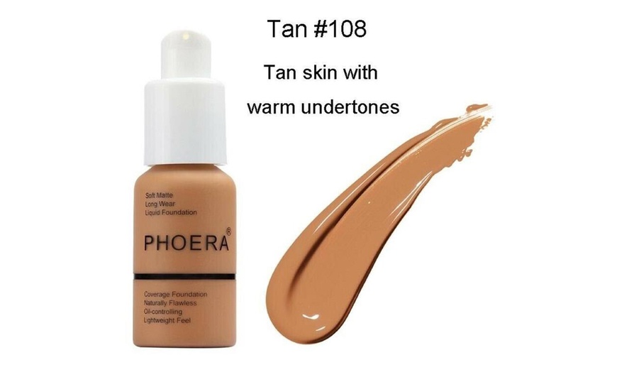 Image 9: Phoera Foundation Makeup Full Coverage Liquid Base Brighten Long Lasting Shade