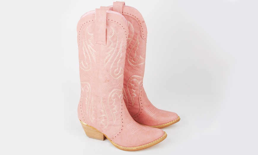 Image 2: Women's Pink Cowboy Boots