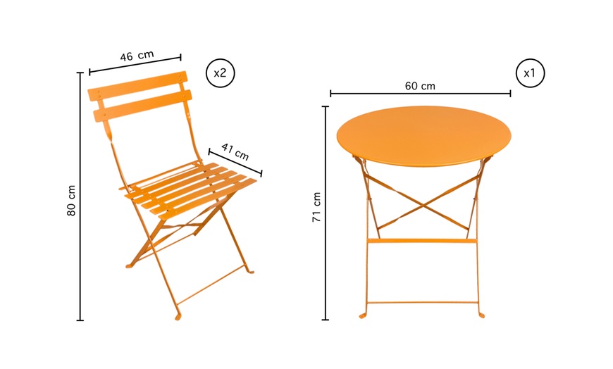 Image 15: Set Bistrot con 2 Sedie e 1 Tavolino