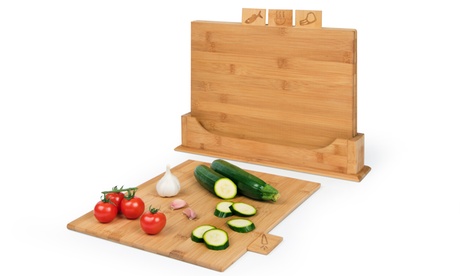 Set di 4 taglieri Excelsa in bambù per carne, verdure, pesce, cibi cotti