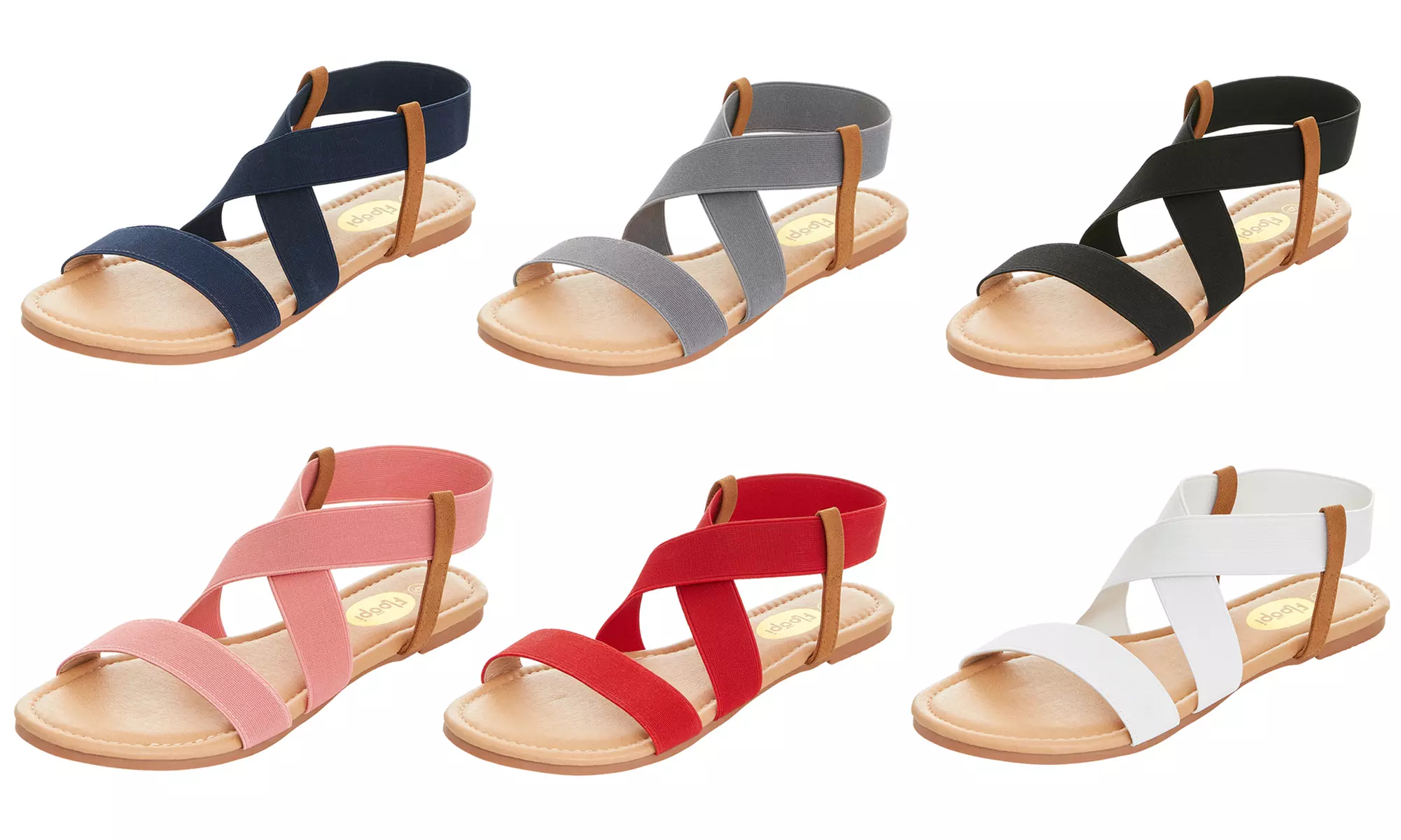 Floopi Women's Summer Open-Toe Elastic Strappy Gladiator Flat Sandals - Primary Image