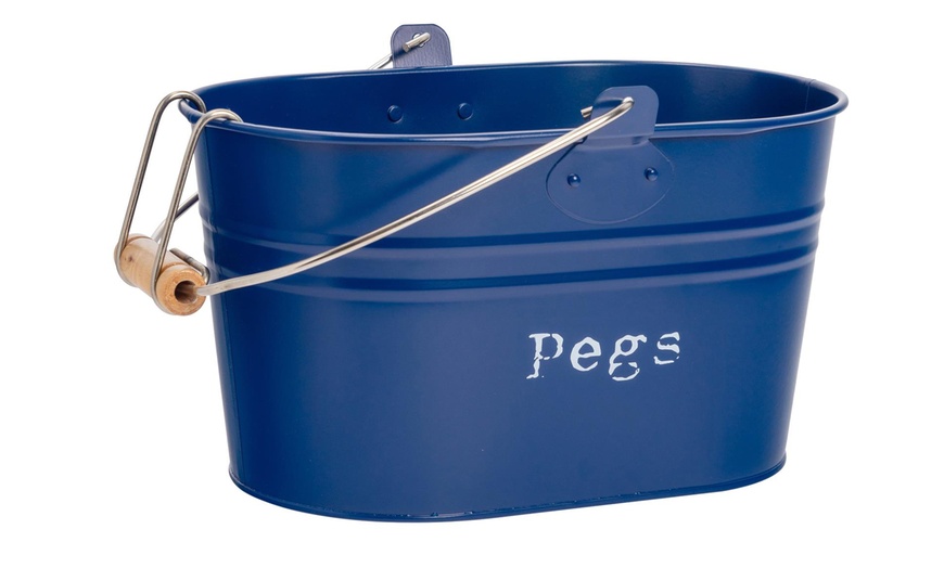 Image 5: Vintage Style Metal Clothes Peg Bucket