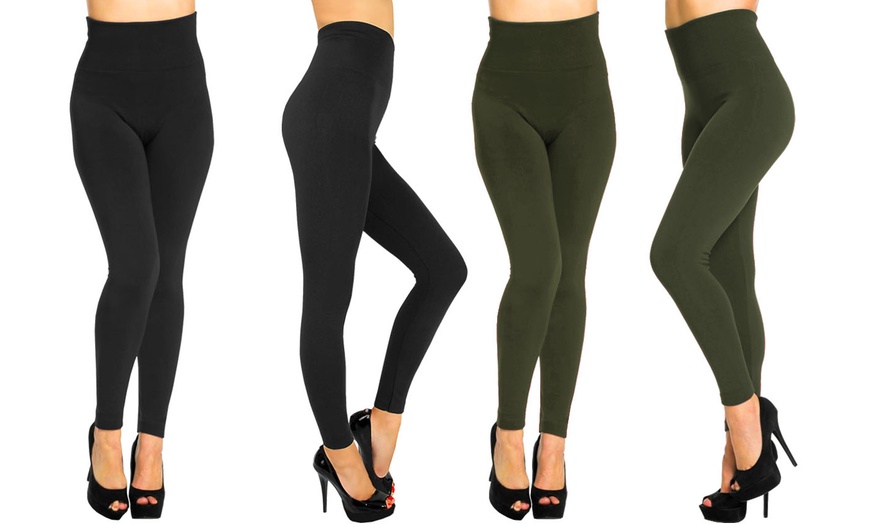 Image 6: Two-Pack High Waist Seamless Fleece Lined Leggings
