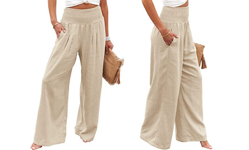 Image 2: 1x oder 2x Lockere Leinenhose für Damen