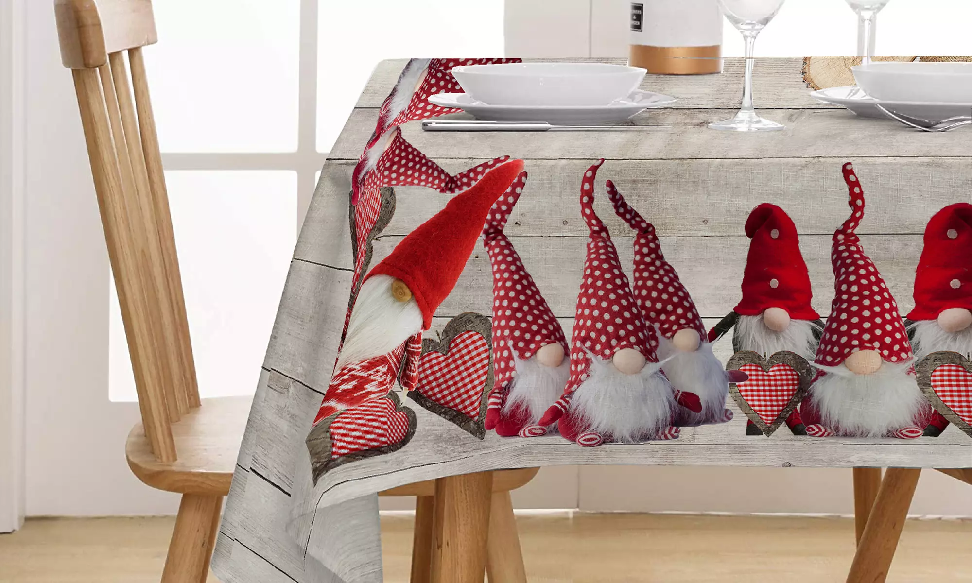 Baumwoll-Tischdecke mit weihnachtlichem Motiv