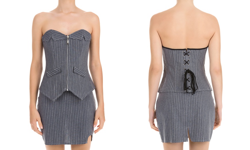 Image 7: Pinstripe Corset and Skirt Suit