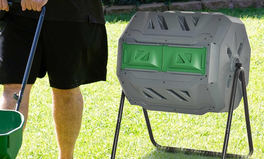 Image 2: Outsunny Dual Chamber 360° Rotating Composter
