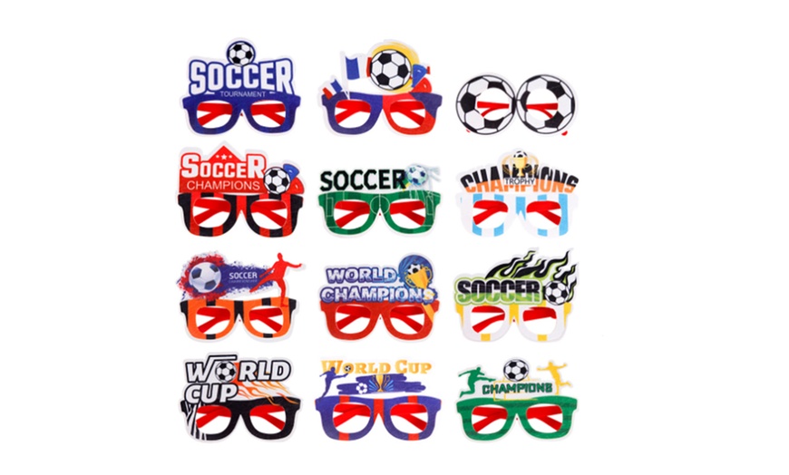 Image 1: 3 or 12 Pairs of 2022 World Cup Novelty Fun Glasses