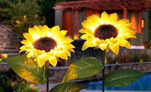 Two or Four Solar Sunflower LED Lights