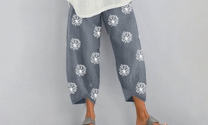 Women's Loose Dandelion Print Pants