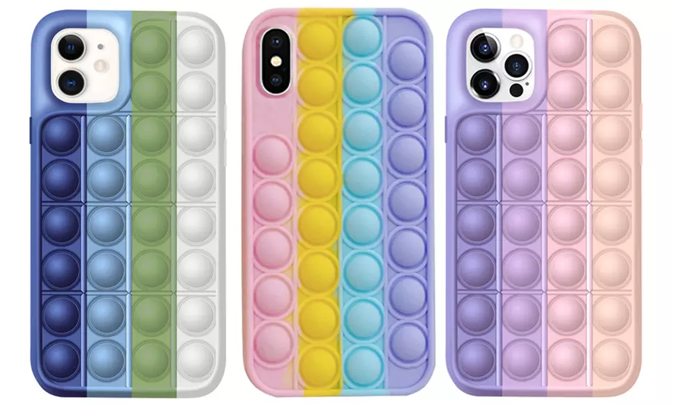 Coque en silicone avec bulles "Push and Pop" compatible avec iPhone®, modèle au choix - Primary Image