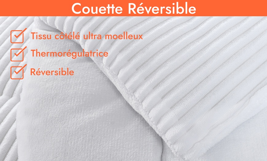 Image 5: Couette "Coton Club" 100% microfibre, finition velours côtelé, Sampur