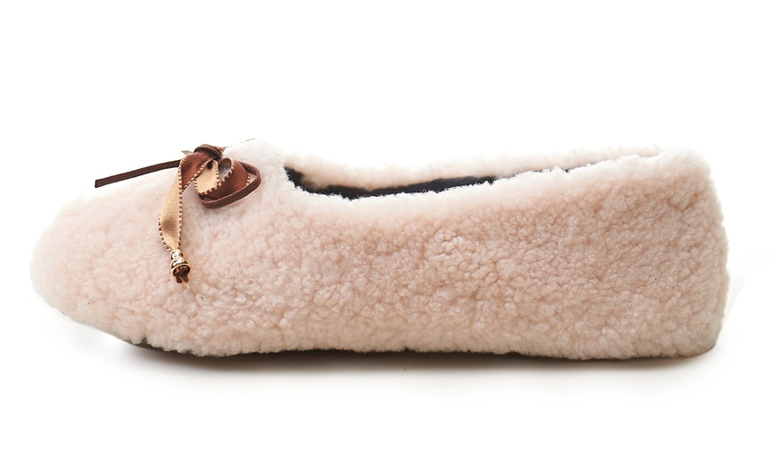 Image 16: Fluffy Sheepskin Ballet Slippers