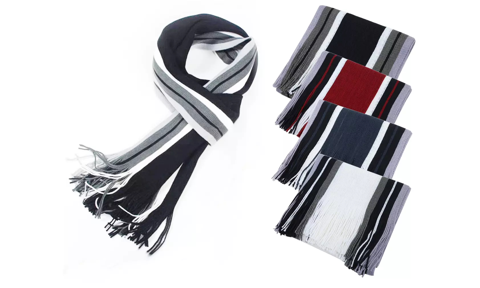 1, 2 ou 4 écharpes pour homme rayées - Primary Image