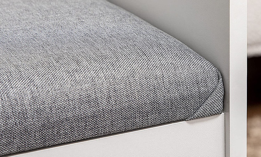 Image 6: HomCom Dressing Table with Flip-up Mirror and Storage Stool