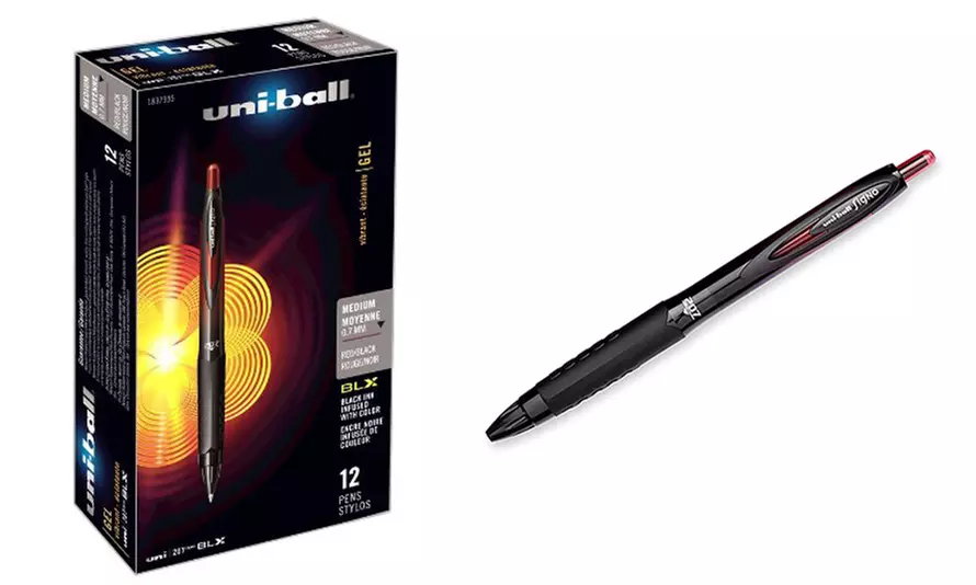 Uni-Ball Signo 207 BLX Red-Black Ink Medium-Point Retractable Gel Pens (12-Pack) - Primary Image