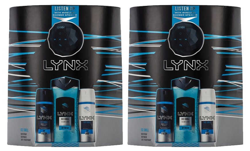 Image 3: Lynx Ice Chill Trio Shower Gift Set with Wireless Bluetooth Speakers