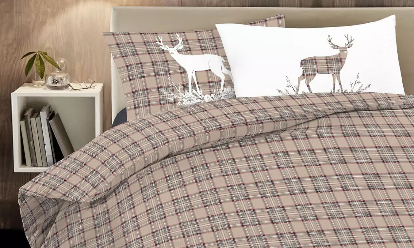 Housse de couette en coton à motif tartan