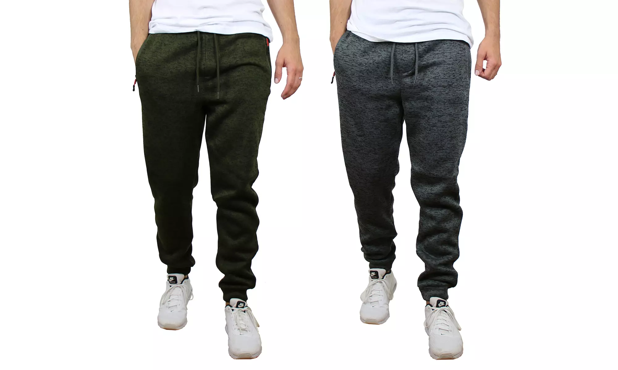 Men's Marled Fleece Slim-Fit Joggers with Zipper Side Pockets (S-2XL) (2-Pack) - Second Medium