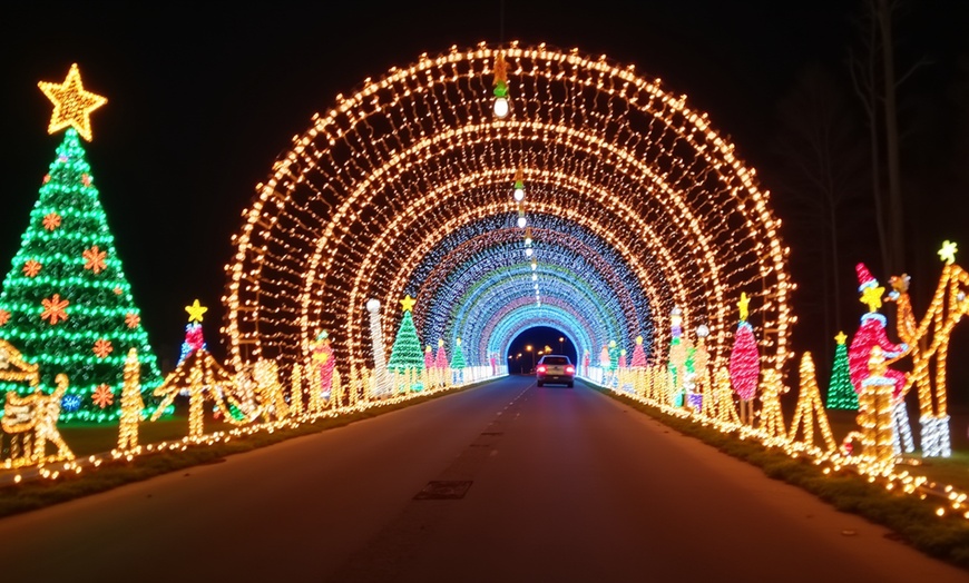 Image 1: Drive-Through Holiday Lights at Enchanted Light Festival 