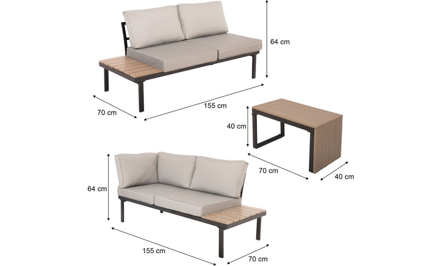 Image 12: Sienna Three Way Interchanging Grey Garden Furniture Set