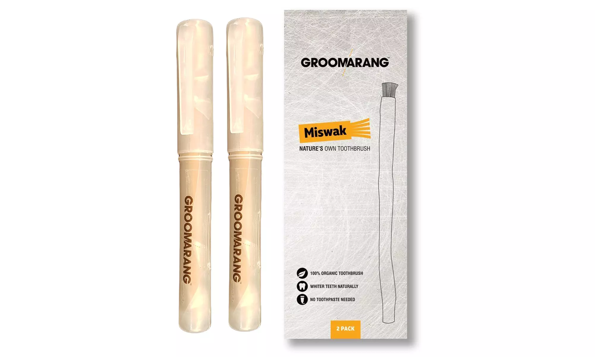 1, 2 ou 3 lots de 2 brosses à dents naturelles "Groomarang Miswak" - Second Medium