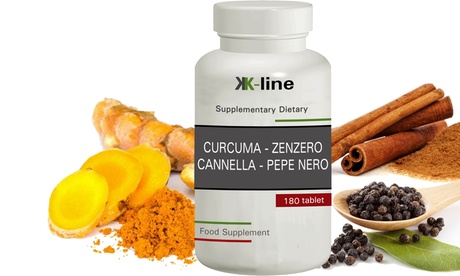 Fino 720 compresse K-line Food Supplements a base di spezie di curcuma, zenzero, cannella e pepe nero