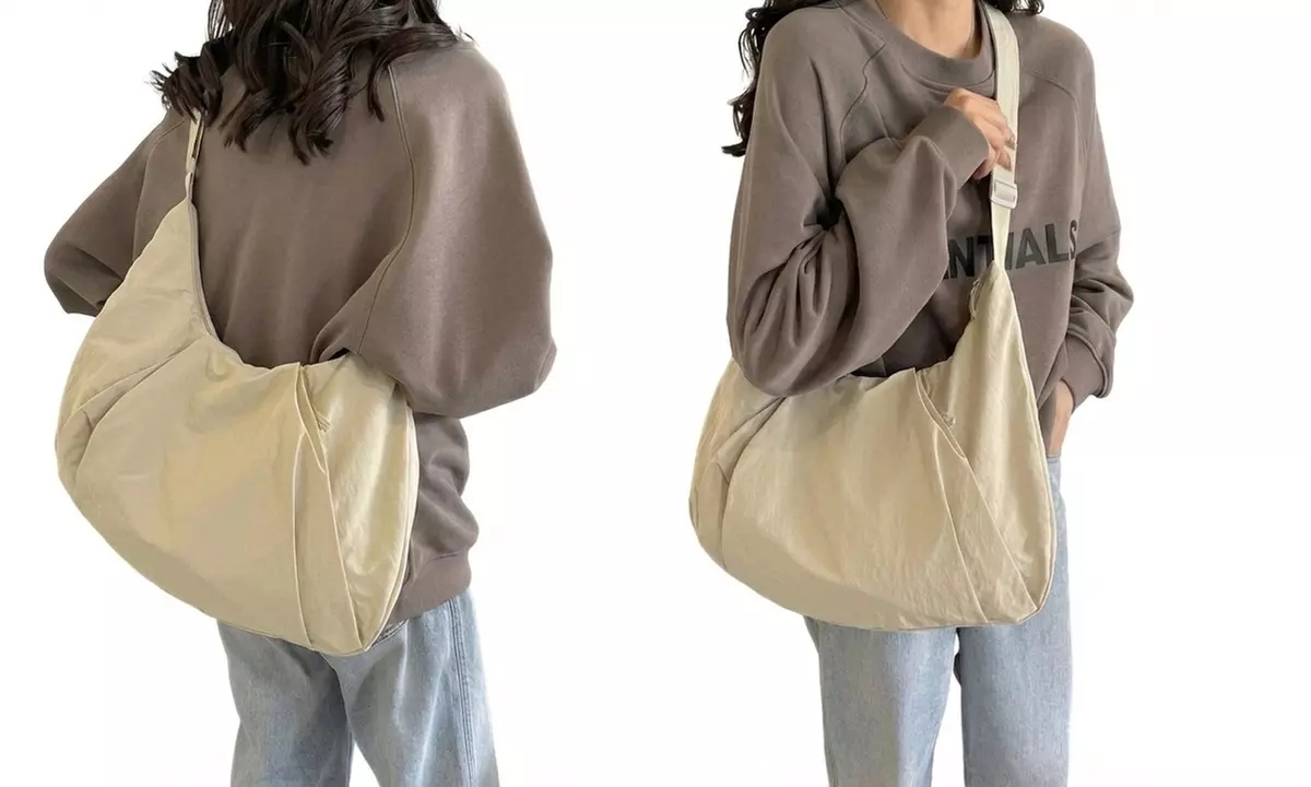 Nylon Crescent Crossbody Bag with Adjustable Strap for Women