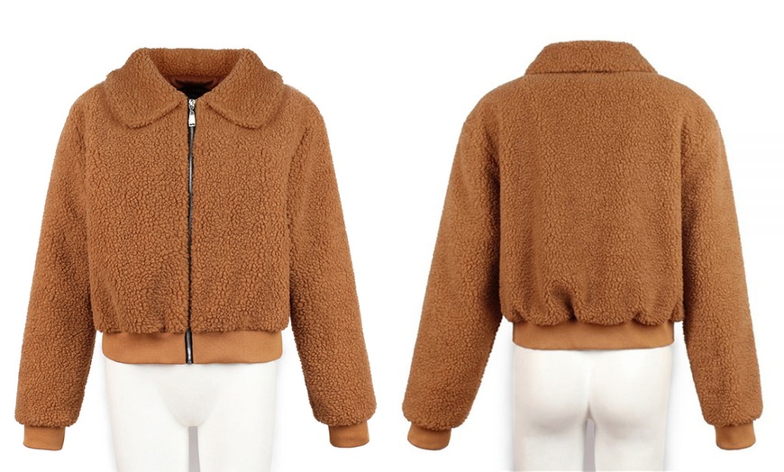 Image 5: Cropped Teddy Bear Coat