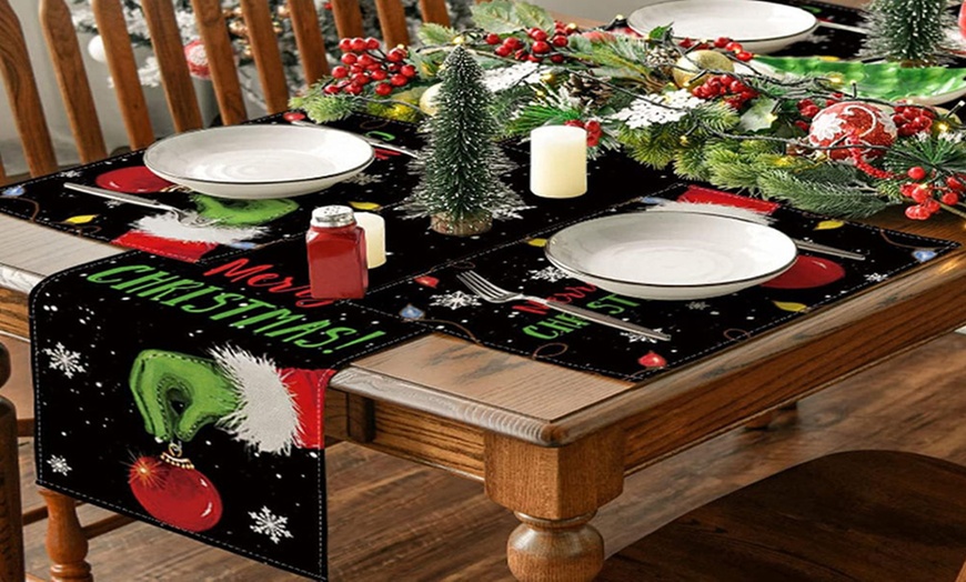 Image 1: Six-Piece Christmas Grinch Mat Set