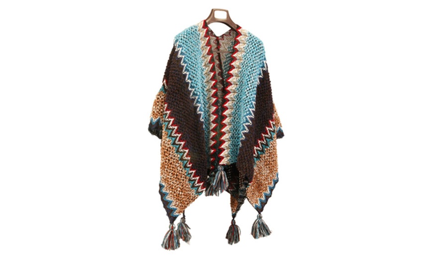 Image 8: Women's Open Front Poncho Cape Shawl