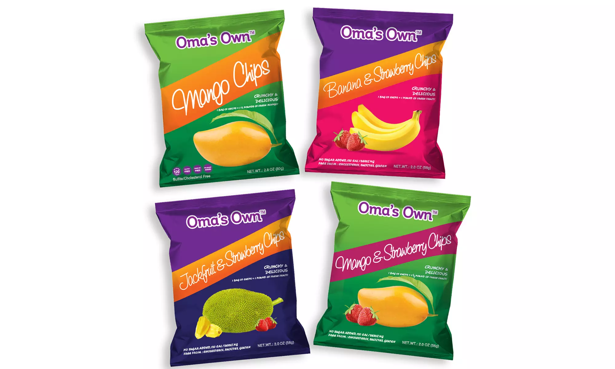 Oma's Own Variety Pack Fruit Chips (Gluten-Free, Cholesterol-Free, Trans Fat-Free) 2 Oz. Packs (12-Count) - Primary Image