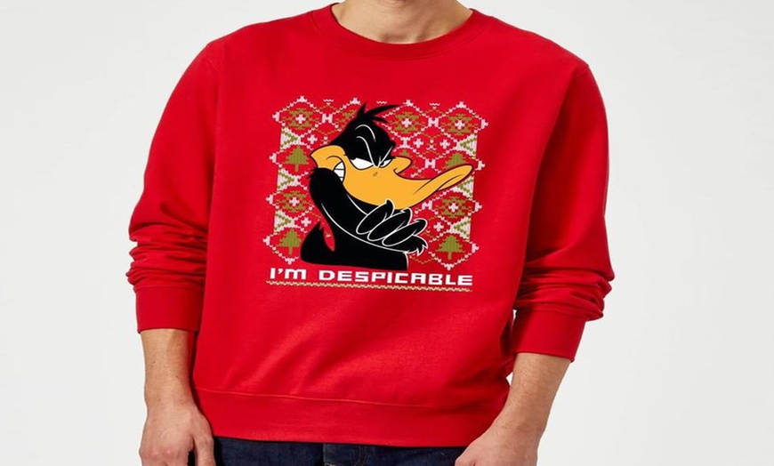 Image 1: Looney Tunes Daffy Duck Knit Christmas Jumper