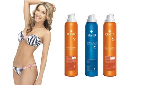 Kit solari Rilastil composto da protezione 15 o 30 e latte Doposole