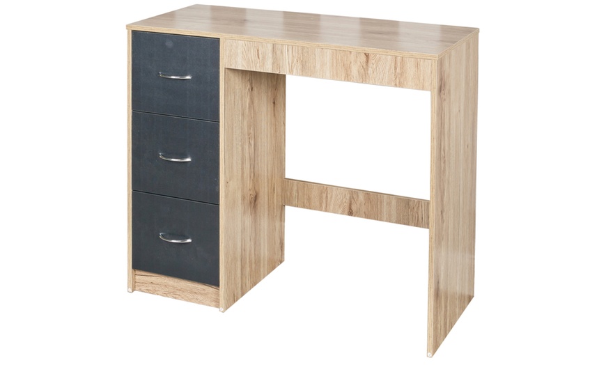 Image 12: Three-Drawer Wooden Bedroom Dressing Table