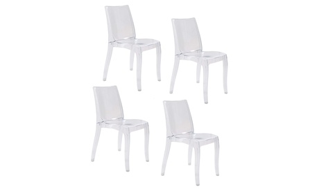 Set di 4 sedie trasparenti Crystal Light di design moderno in policarbonato