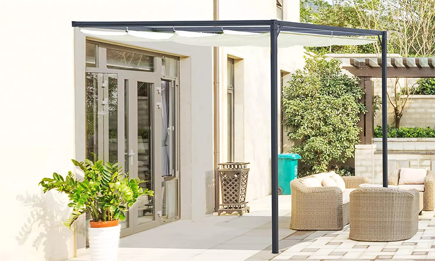 Outsunny Outdoor Pergola Retractable Canopy