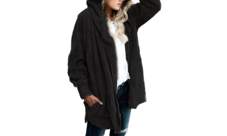 Image 4: Teddy Fleece Hooded Cardigan