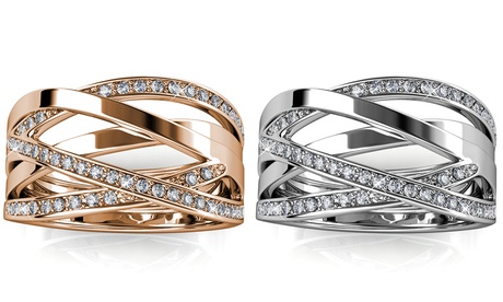 1 o 2 anelli Criss Cross realizzati con cristalli Swarovski®, disponibili in 2 colori e varie misure