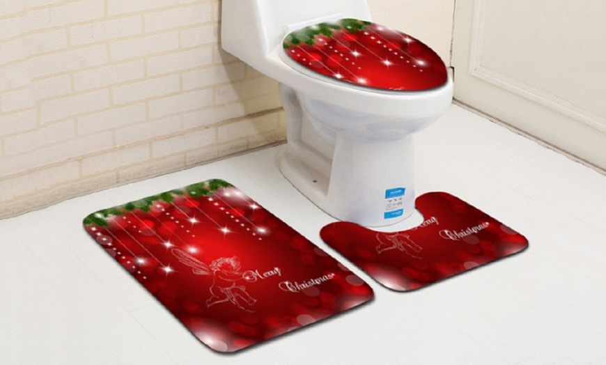 Image 5: 3-Piece Bathroom Toilet Cover Set