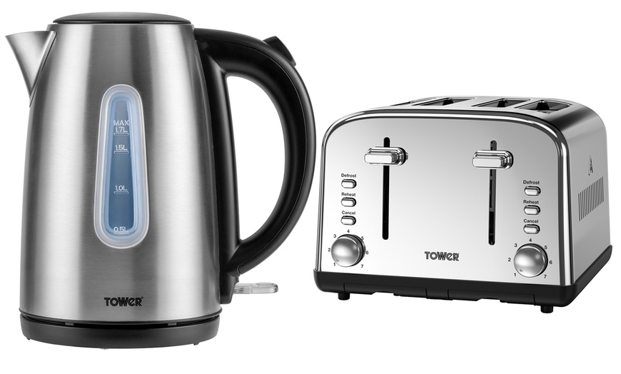 Image 1: Tower Kettle and Four-Slice Toaster