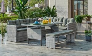 Six-Piece Rattan-Effect Corner Set with Bench