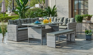 Six-Piece Rattan-Effect Corner Set with Bench