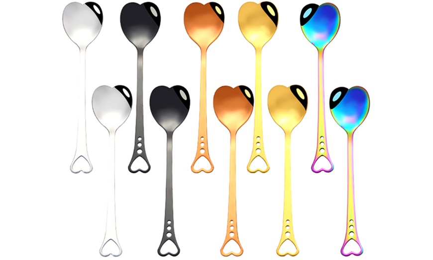 Image 5: 4, 5, 8 or 10 Heart Teaspoons