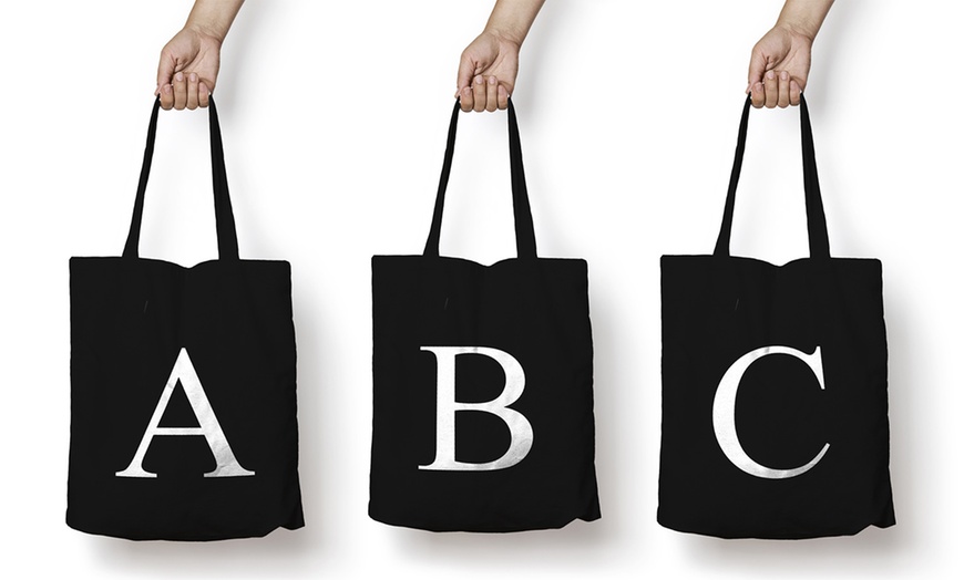 Image 1: Alphabet Letter Cotton Tote Bag