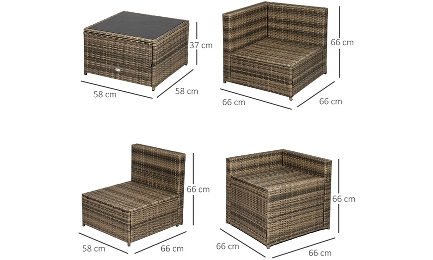 Image 6: Outsunny Eight-Piece Rattan-Effect Seating Set