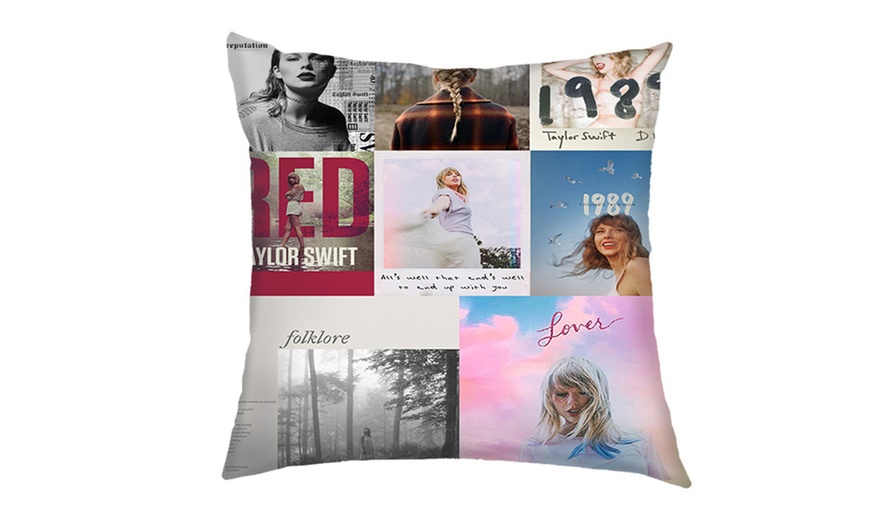 Image 5: 4 Piece Taylor Swift Themed Throw Pillow Cushion Covers