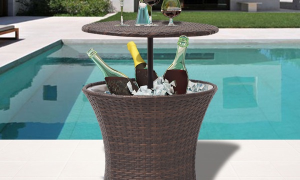 wicker ice bucket table