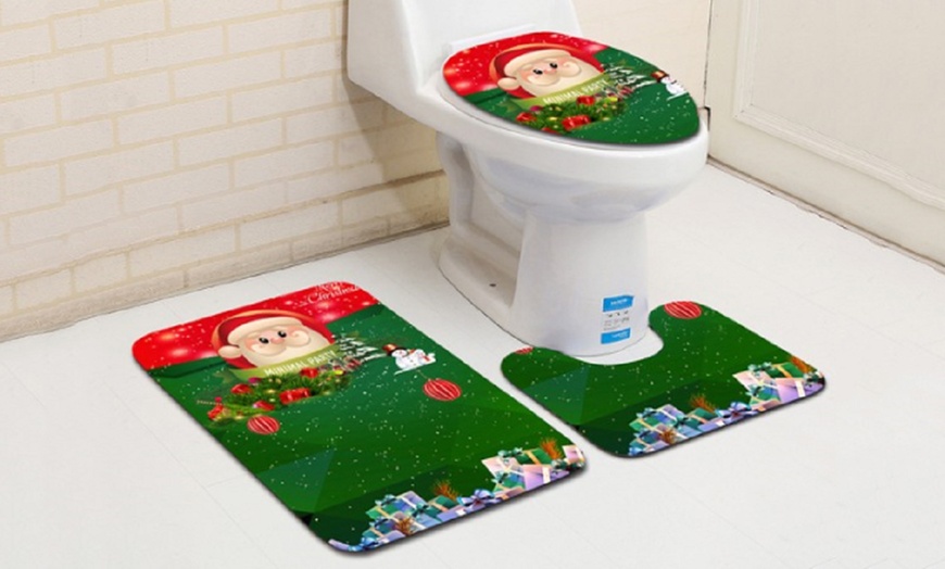 Image 3: 3-Piece Bathroom Toilet Cover Set